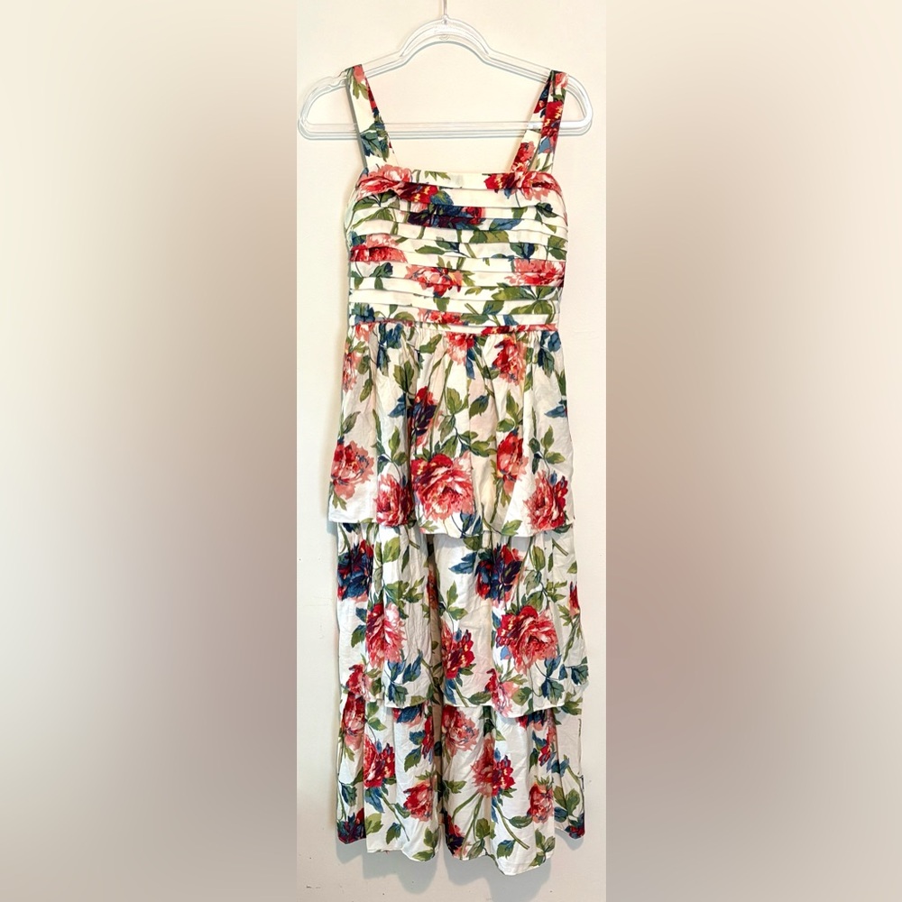Abercrombie & Fitch White Floral Maxi Dress with Red & Green Print - Picture 4 of 10